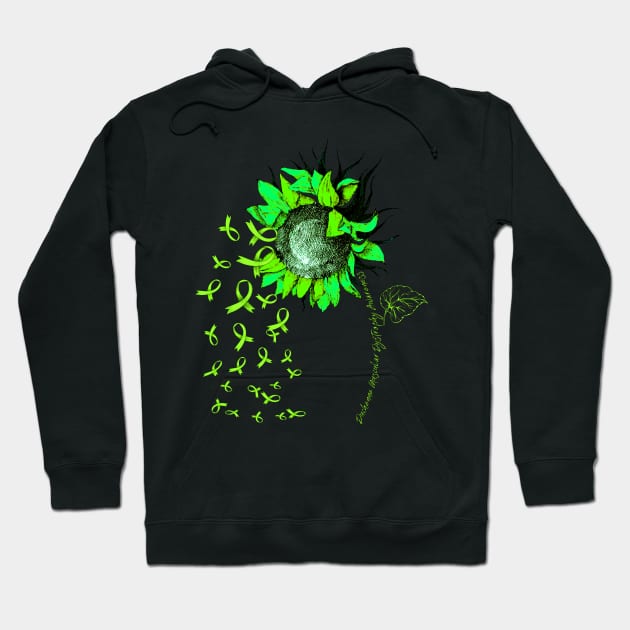 DUCHENNE MUSCULAR DYSTROPHY AWARENESS Sunflower Lime Ribbon Hoodie by vamstudio